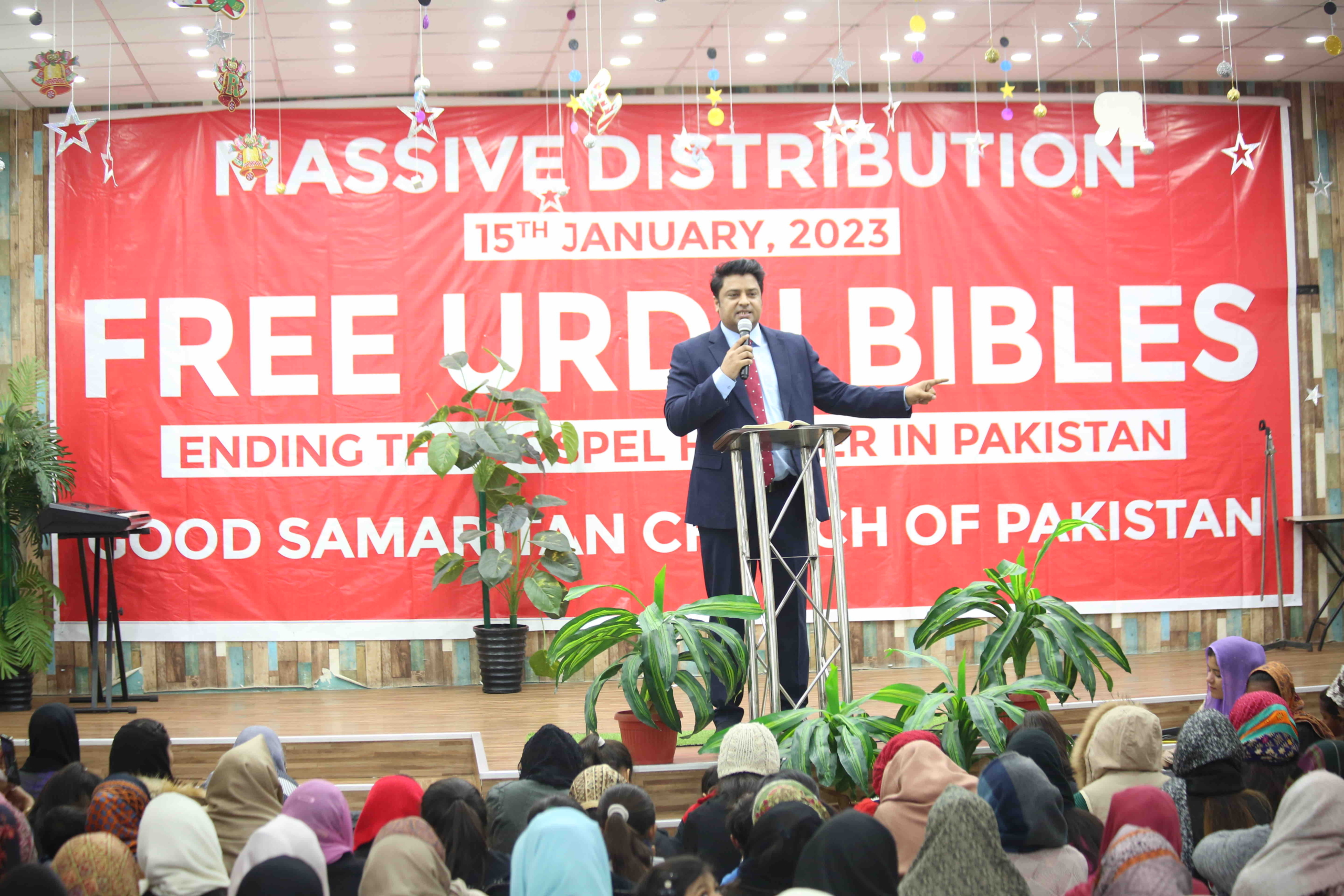 Dr. Naeem Nasir during Free Urdu Bibles Distribution Program in Lahore, Pakistan.